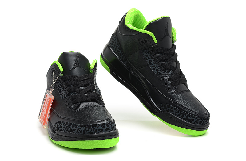 Air Jordan 3 Men Shoes Black/Lawngreen Online